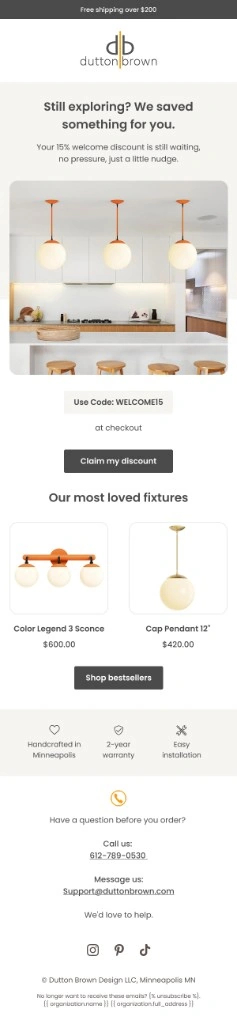 Dutton Brown still exploring welcome discount email