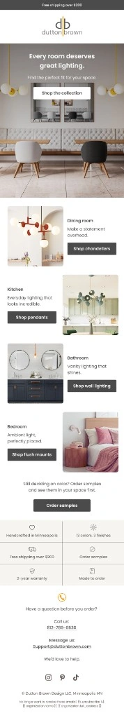 Dutton Brown every room deserves great lighting email