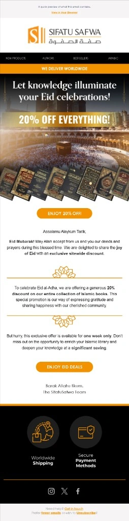 Sifatu Safwa Eid 20% off email