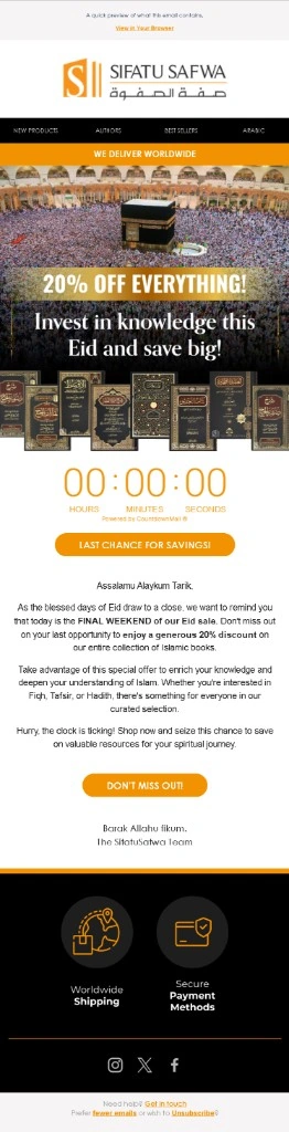 Sifatu Safwa Eid last chance countdown email