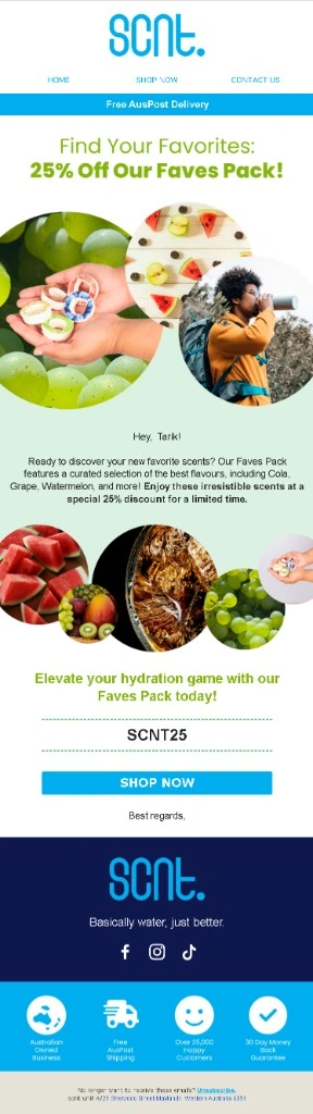 SCNT faves pack 25% off email