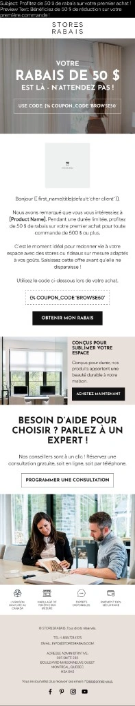 Stores Rabais abandoned browse $50 off email