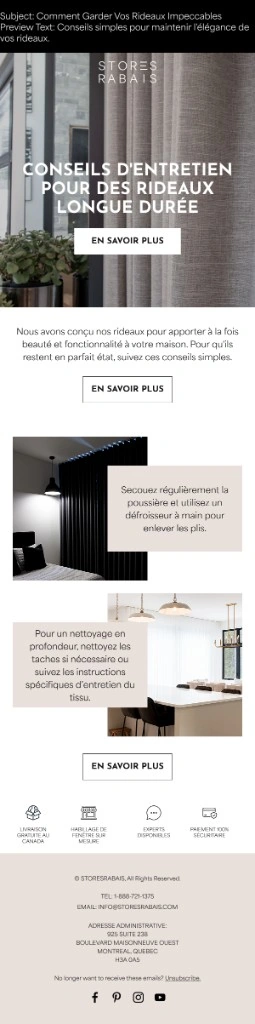Stores Rabais curtain care tips email
