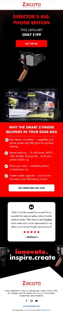 Zacuto director's rig phone edition email