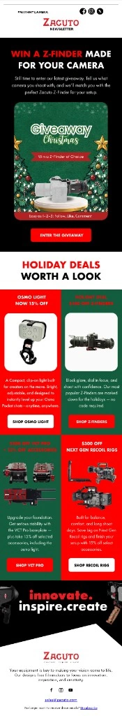 Zacuto Christmas Z-Finder giveaway email