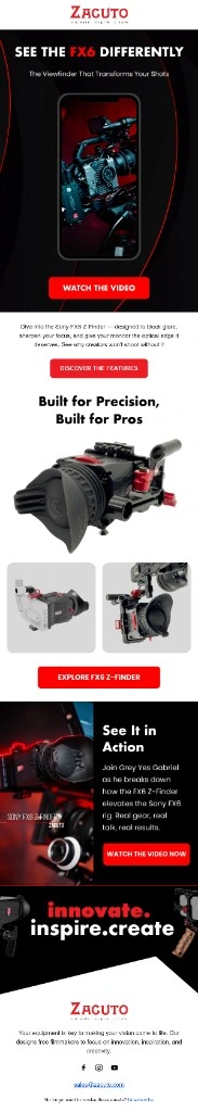 Zacuto FX6 viewfinder features email